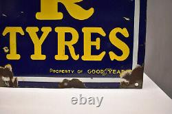 Vintage Goodyear Tyres Tires Advertising Porcelain Enamel Sign Circa 1940 Rare