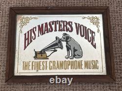 Vintage HIS MASTERS VOICE Mirror Advertising HMV RARE 12'' X 9'' GRAMOPHONE Etc