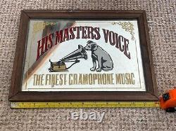 Vintage HIS MASTERS VOICE Mirror Advertising HMV RARE 12'' X 9'' GRAMOPHONE Etc