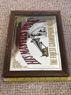Vintage HIS MASTERS VOICE Mirror Advertising HMV RARE 12'' X 9'' GRAMOPHONE Etc