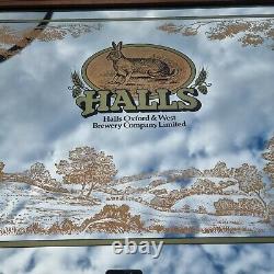 Vintage Halls of Oxford Brewery Advertising Pub Large Mirror Collectibles Rare