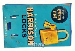 Vintage Harrison Locks Padlock Advertising Tin Sign Board Rare Collectible TS252
