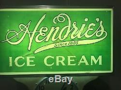 Vintage Hendries Ice Cream Lighted Sign Clock. Original Rare