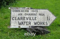 Vintage Irish road sign CLAREVILLE & WATERWORK CO. CLARE RARE SIGN