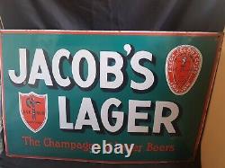 Vintage'JACOB'S LAGER' Beers Porcelain Enamel Sign Board Old Rare Germany sign