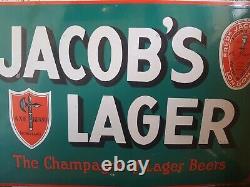 Vintage'JACOB'S LAGER' Beers Porcelain Enamel Sign Board Old Rare Germany sign