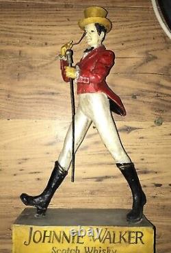 Vintage Johnnie Walker Scotch Whisky Bar Statue Advertising 14 Rare has cane