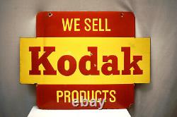 Vintage Kodak Camera Sign Board Porcelain Enamel Double Sided Advertising Rare9