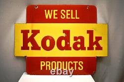 Vintage Kodak Camera Sign Board Porcelain Enamel Double Sided Advertising Rare9