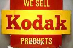 Vintage Kodak Camera Sign Board Porcelain Enamel Double Sided Advertising Rare9
