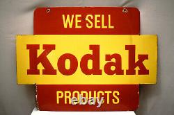 Vintage Kodak Camera Sign Board Porcelain Enamel Double Sided Advertising Rare9