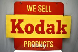 Vintage Kodak Porcelain Enamel Double-Sided Advertising Sign Rare 24 x 18 Inches