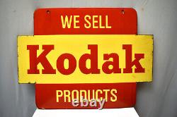 Vintage Kodak Porcelain Enamel Double-Sided Advertising Sign Rare 24 x 18 Inches