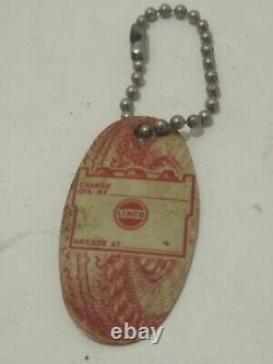 Vintage LINCO Tires Advertising Celluloid Oil Change Reminder Key Chain Fob Rare