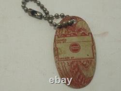 Vintage LINCO Tires Advertising Celluloid Oil Change Reminder Key Chain Fob Rare