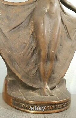 Vintage Lady BRONZE IRON Art Nouveau BOOKENDS Antique Art Deco Dancing rare