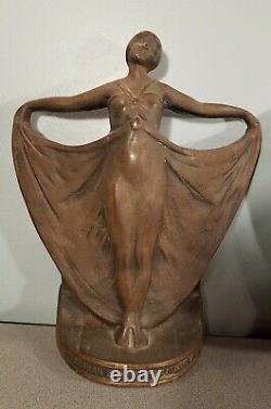 Vintage Lady BRONZE IRON Art Nouveau BOOKENDS Antique Art Deco Dancing rare