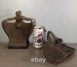 Vintage Lady BRONZE IRON Art Nouveau BOOKENDS Antique Art Deco Dancing rare