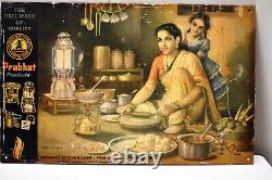 Vintage Lantern Advertising Tin Sign Cooking Stove Mantle Prabhat Brand Rare 05