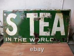 Vintage Lipton Tea Sign Board Porcelain Enamel Advertising Shop Display Rare 3