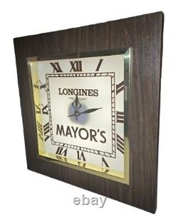 Vintage Longines Lighted Advertising Jewelry Store Clock Mayor's Jewelry RARE