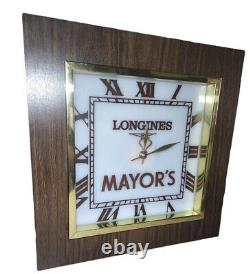 Vintage Longines Lighted Advertising Jewelry Store Clock Mayor's Jewelry RARE