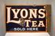 Vintage Lyons Tea Porcelain Enamel Sign Flange Double Sided Advertising Rare