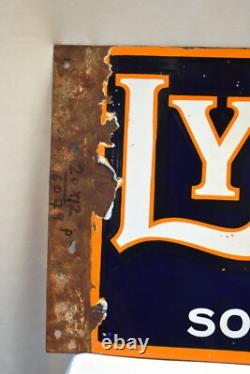 Vintage Lyons Tea Porcelain Enamel Sign Flange Double Sided Advertising Rare