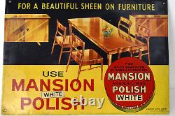 Vintage Mansion Polish Advertising Tin Sign Hygienic Wax For Wood Surfaces Rare