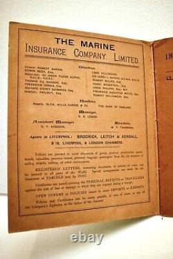 Vintage Marine Insurance Co Ltd 1909 Calendar Advertising Booklet London Rare