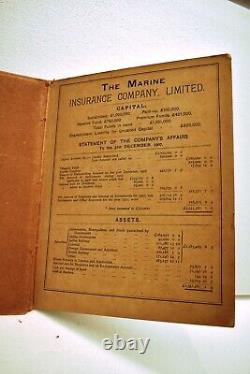 Vintage Marine Insurance Co Ltd 1909 Calendar Advertising Booklet London Rare