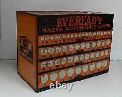 Vintage Mazda Auto Light Bulb Eveready Display Dealer Cabinet Extremely RARE