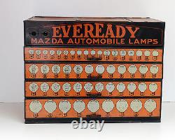 Vintage Mazda Auto Light Bulb Eveready Display Dealer Cabinet Extremely RARE