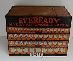 Vintage Mazda Auto Light Bulb Eveready Display Dealer Cabinet Extremely RARE