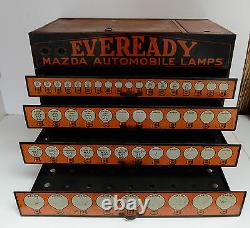 Vintage Mazda Auto Light Bulb Eveready Display Dealer Cabinet Extremely RARE