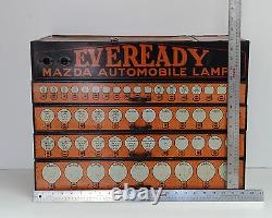 Vintage Mazda Auto Light Bulb Eveready Display Dealer Cabinet Extremely RARE