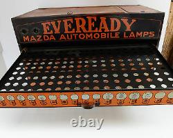 Vintage Mazda Auto Light Bulb Eveready Display Dealer Cabinet Extremely RARE