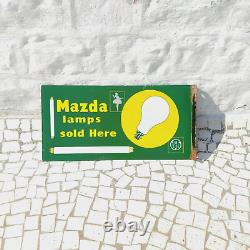 Vintage Mazda Lamps Advertising Double Sided Enamel Sign Board Old Rare EB271