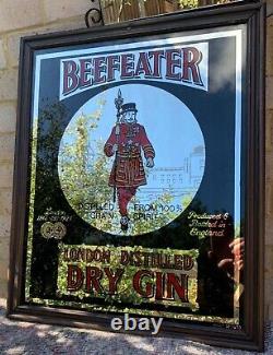 Vintage Mirror Gin Beefeater Advertising Picture Large London Rare Pub Mancave