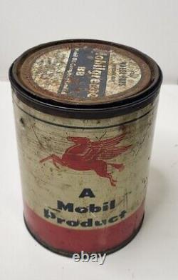 Vintage Mobil Oil Pegasus 7lb Can Mobilgrease BB 1950s 40% Full Ultra Rare