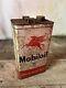 Vintage Mobiloil D SAE50 1 Gallon Drum Can Tin Very Rare Garage Collectible