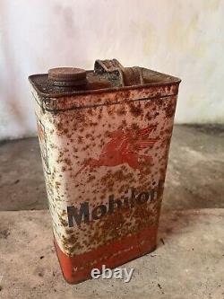 Vintage Mobiloil D SAE50 1 Gallon Drum Can Tin Very Rare Garage Collectible