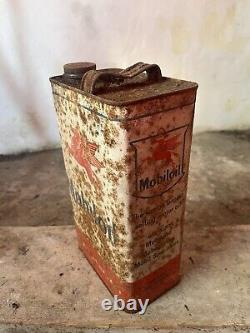 Vintage Mobiloil D SAE50 1 Gallon Drum Can Tin Very Rare Garage Collectible