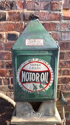 Vintage Morris's Shrewsbury 5 Gallon Pyramid Oil Can Automobilia Garage, Rare
