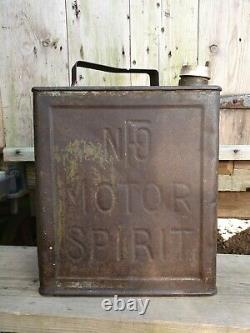 Vintage NFO Motor Spirit 2 Gallon Petrol Can Automobilia Collectable RARE 1926