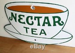 Vintage Nectar Tea Enamel Sign Maybe 1970s Collectible Rare Salvage