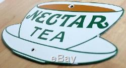 Vintage Nectar Tea Enamel Sign Maybe 1970s Collectible Rare Salvage
