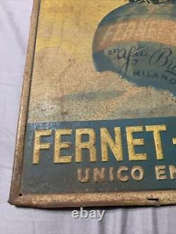 Vintage OG Rare Fernet-Branca Eagle Graphic Self Framed Tin Sign 19.75 x 13.75