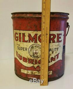 Vintage Oil Can Gilmore Lion Head Lubricant 5 Gallon RARE