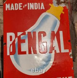 Vintage Old Antique Rare Bengal Bulb Porcelain Enamel Sign Board